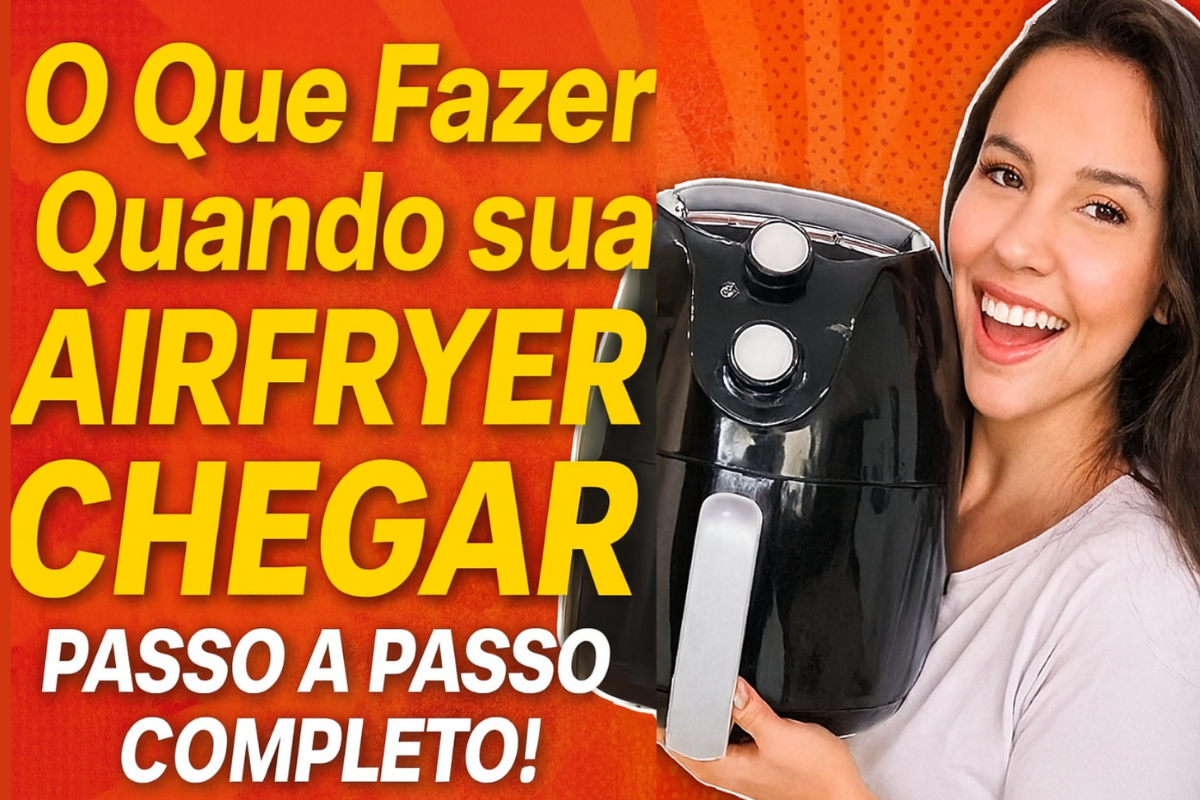 Airfryer nova na caixa antes do primeiro uso